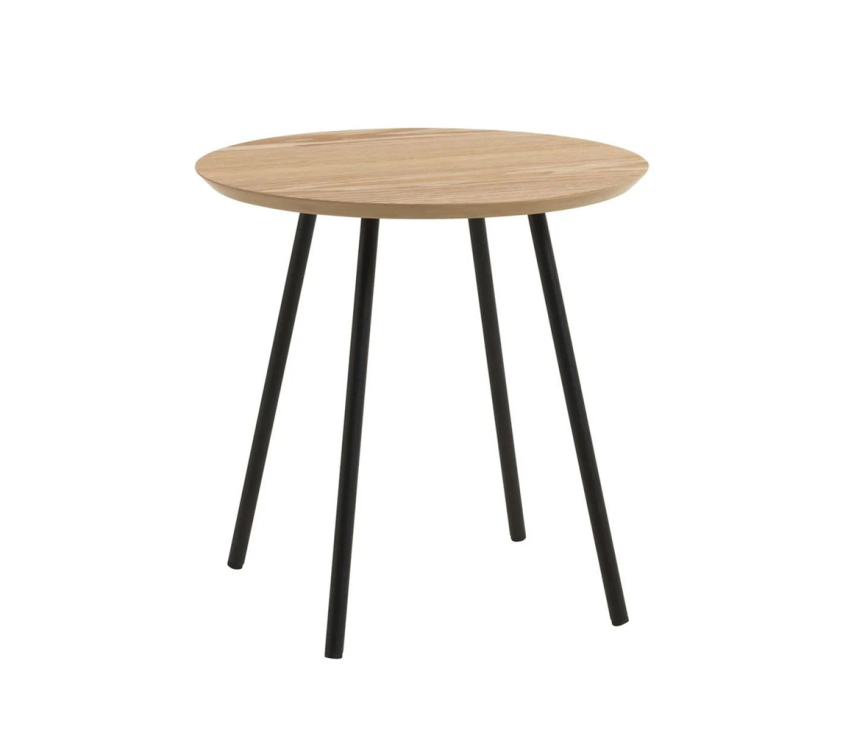 COT-10 - Ąžuolinis apvalus kavos staliukas, 40cm, 4 juodos kojos