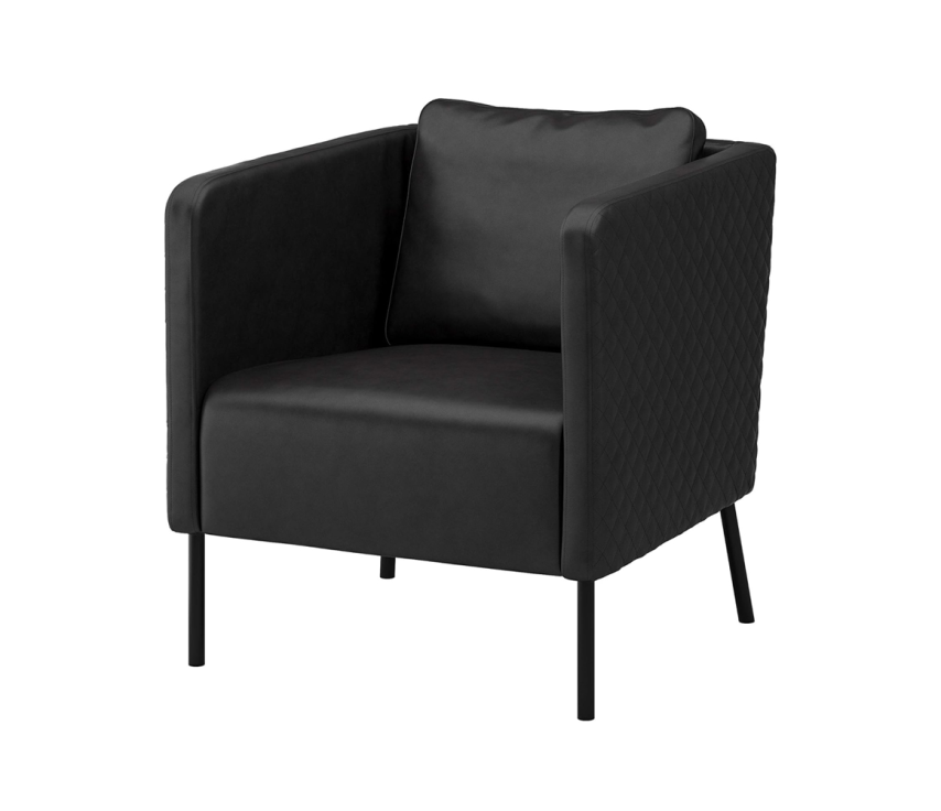 ARC-06 - Juodas odinis fotelis su rombų raštu