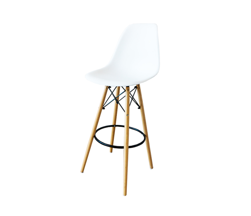 BAC-01 - Balta plastikinė baro kėdė
