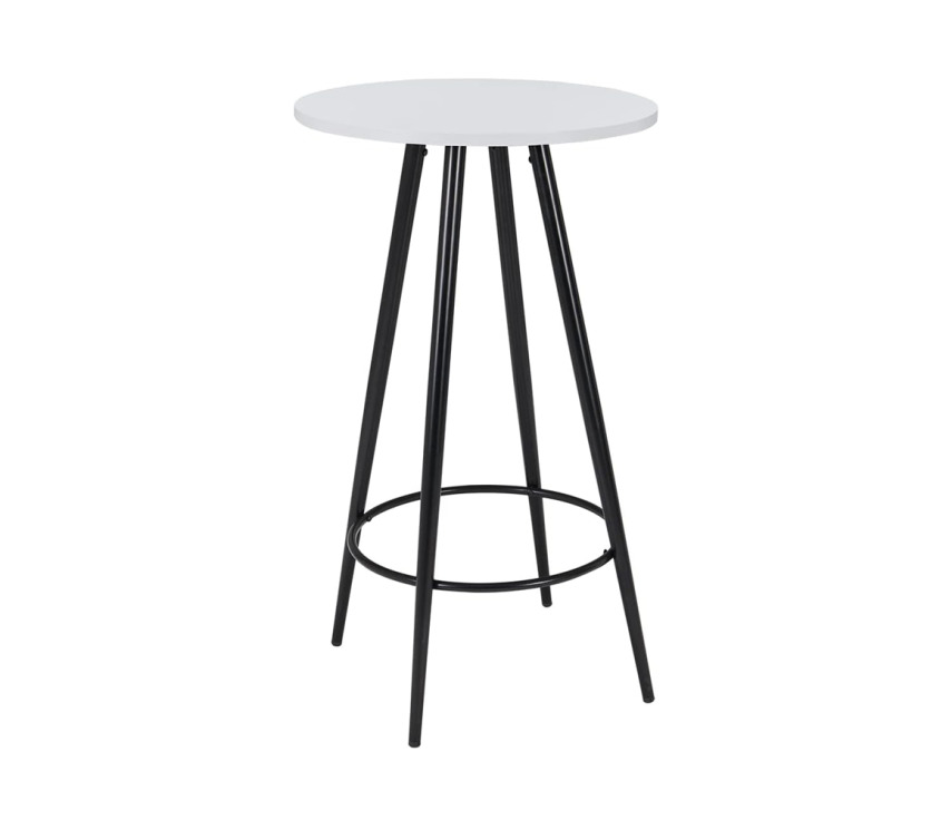 BAT-06 - Baltas baro stalas, 60cm, 4 juodos kojos