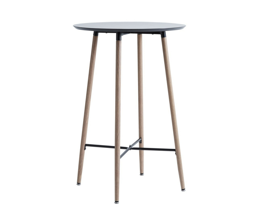 BAT-03 - Juodas baro stalas, 70cm, 4 medinės kojos